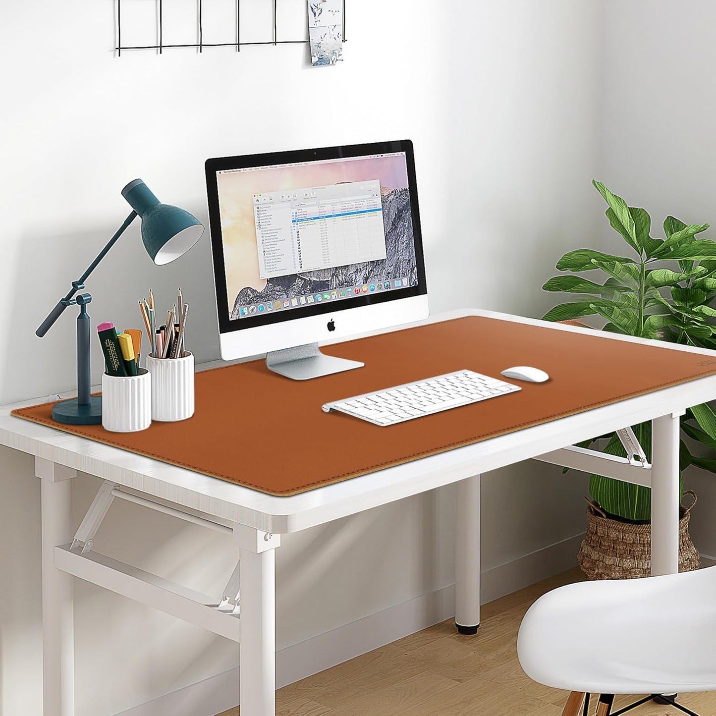 Vyaaa PU Leather & Cork Desk Mat, 39.4"x15.7" Dual Sided Computer Desk mat, Waterproof Large Mouse Pad, Non-Slip Office Desk pad, Office Desk Protector for Work/Gaming/Home (Black)