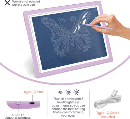 iVyne Rechargeable A4 Light Pad for Tracing & Weeding - LED Light Board for Weeding Vinyl - for Cricut Vinyl Weeding Tools - Ultra-Thin & Portable - Perfect for Artists & Crafters - Pink