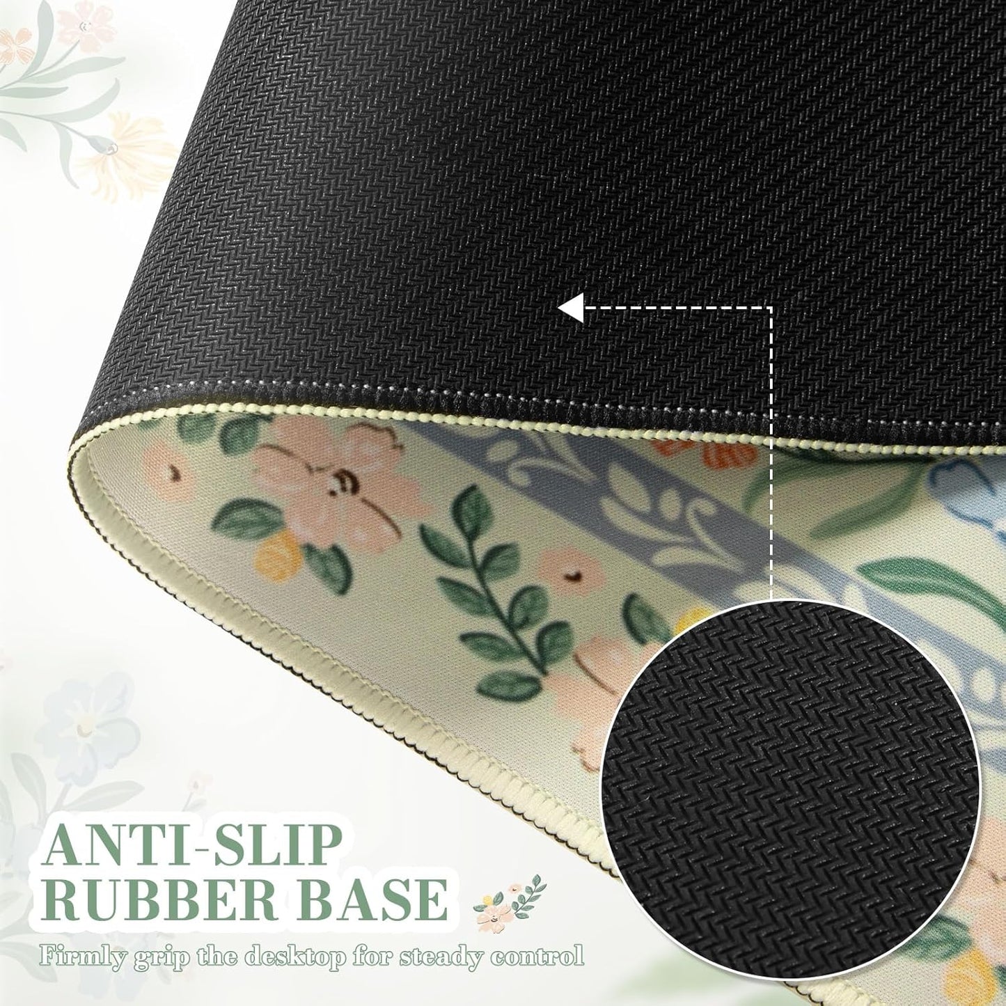 iCasso Desk Mat for Keyboard and Mouse, Large Mouse Pad, Desk Pad Mat, Anti-Slip Big Mousepad with Stitched Edges for Computer Desktop(Deep Green)
