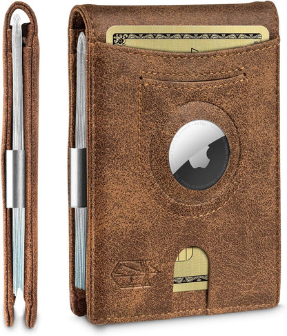 Zitahli Men's Wallets Airtag Holder Slim Rfid Leather with Gift Box