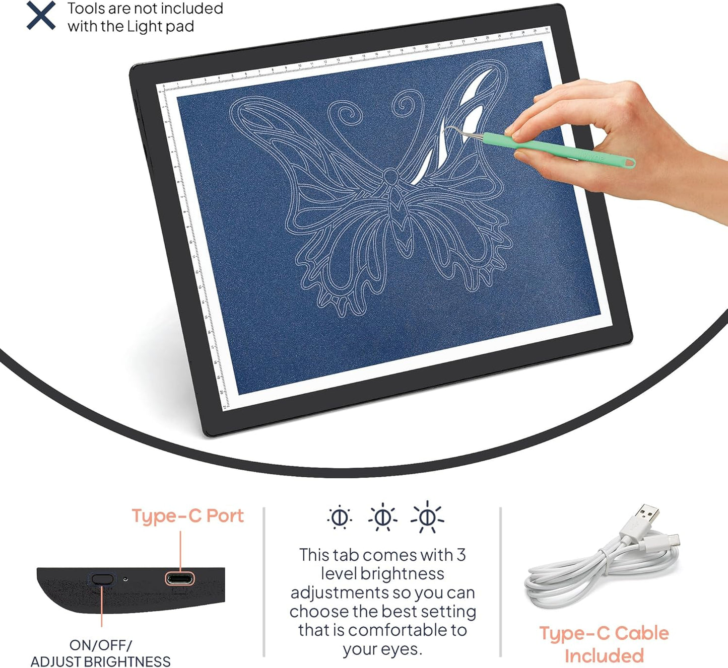 iVyne Rechargeable A4 Light Pad for Tracing & Weeding - LED Light Board for Weeding Vinyl - for Cricut Vinyl Weeding Tools - Ultra-Thin & Portable - Perfect for Artists & Crafters - Pink