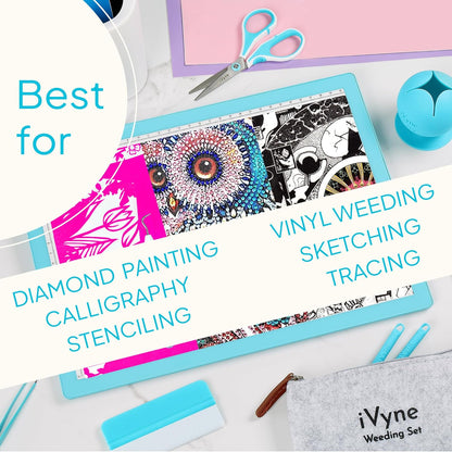 iVyne Rechargeable A4 Light Pad for Tracing & Weeding - LED Light Board for Weeding Vinyl - for Cricut Vinyl Weeding Tools - Ultra-Thin & Portable - Perfect for Artists & Crafters - Pink