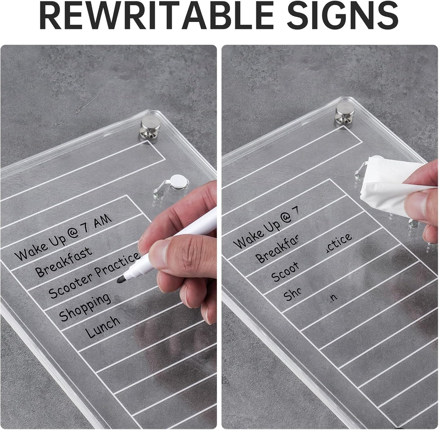 NiHome Acrylic Magnetic to Do List Planning Board with Sliders & Desktop Stand, Chore Chart for Kids & Adults, Checklist Routine Chart Task Board for Fridge & Desk, for Magnetic Metal Surfaces Only