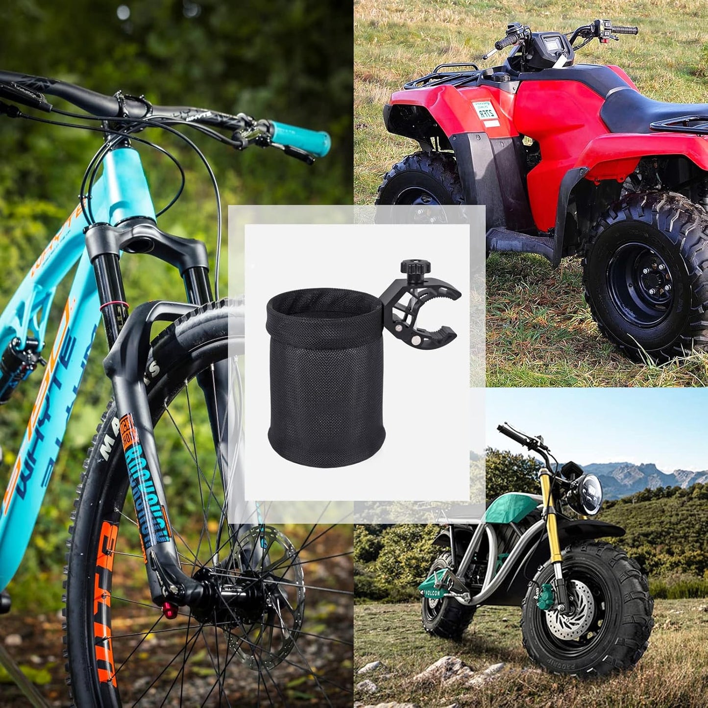 UNIGT Motorcycle Cup Holder, ATV Drink Holder with 0.6"-1.75" Alligator Clamp, 32oz Bike Water Bottle Holder Accessories for Motorcycle, Wheelchair, UTV, Scooter, Boat, Golf, Tractor, Walker
