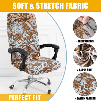 Smiry Stretch Printed Office Chair Armrest Covers, 2 Pcs Soft Fit Removable Washable Computer Desk Chair Arm Covers Protector, Black