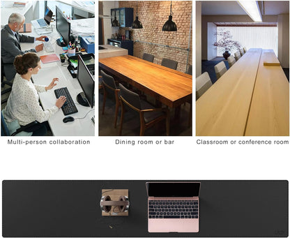 Cacoy 36" x 20" Leather Desk Mat for Home Office, Extra Large PU Leather Desk Pad Blotters, Waterproof Computer Keyboard Mat, Extended Gaming Mouse Pad, Desk Protector for Desktop and PC Laptop, Black