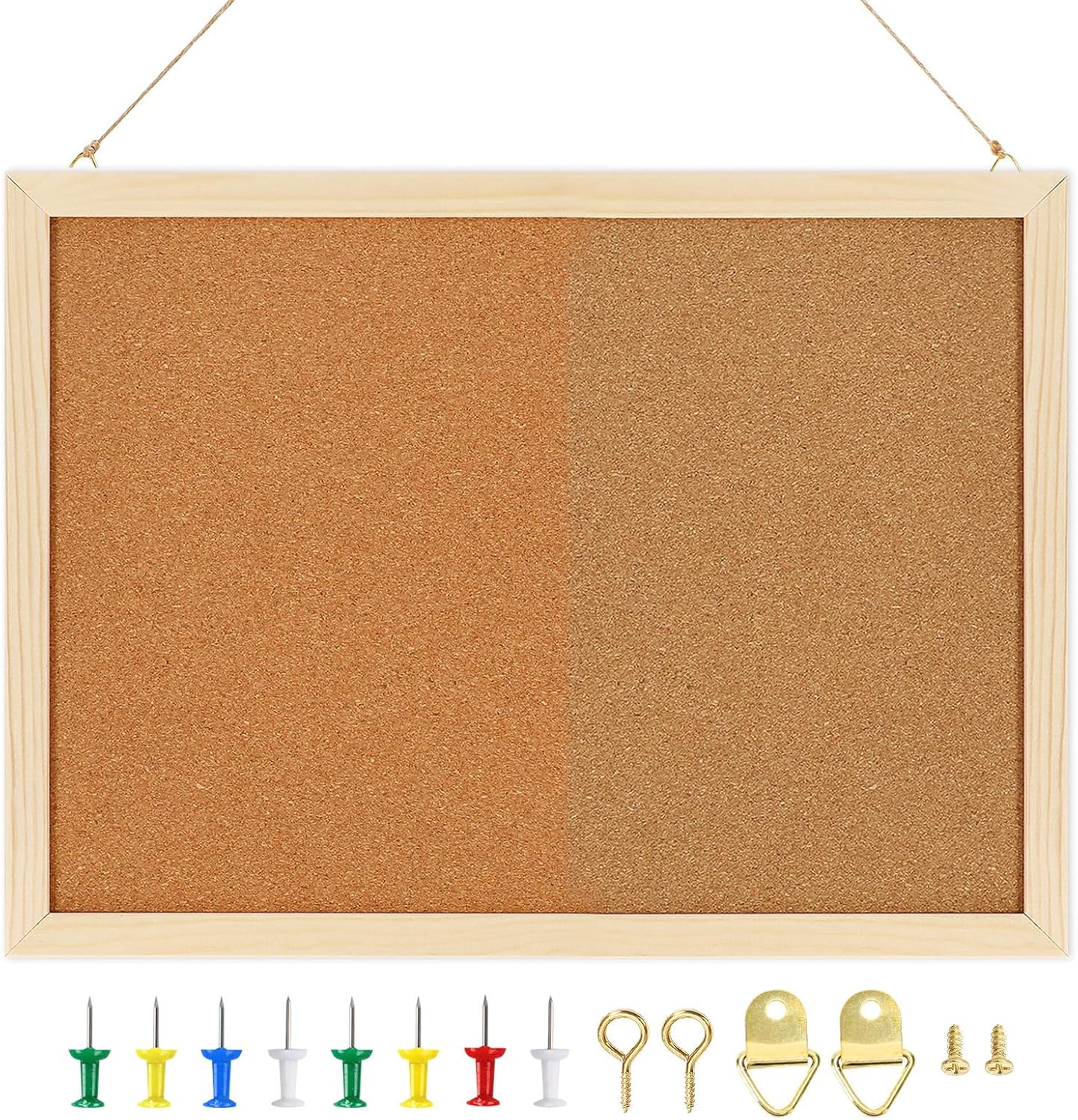 FEBSNOW Cork Board Bulletin Board 15.7 x 12 Inches with Rectangle White Frame Hanging Pin for Office Home Message Board or Vision Board Decoration