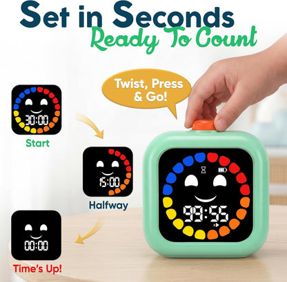 Digital Visual Timer for Kids - Rechargeable, Silent Count Up/Down for Calmer Routines - 99 Min Countdown Kids Timer for Classroom, Home & Therapy - Builds Focus & Independence