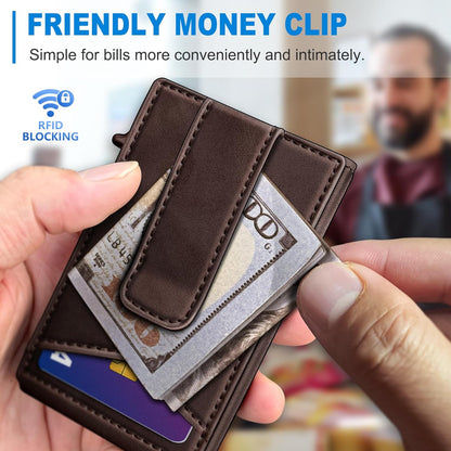 miyozi Airtag Wallet for Men Money Clip 9-Card Pop-Up Credit Card Holder with ID Window RFID Blocking Metal Case Magnetic Closure Front Pocket Wallet Gift Box | with Money Clip