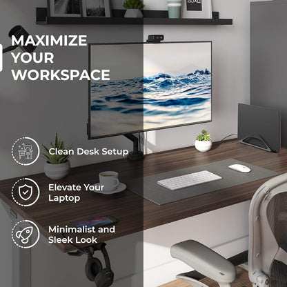 HumanCentric Vertical Laptop Stand for Desks in Matte Black, Upright Adjustable Holder to Dock Apple MacBook Stand, and Other Laptops to Organize Work & Home Office, Automatic Grip
