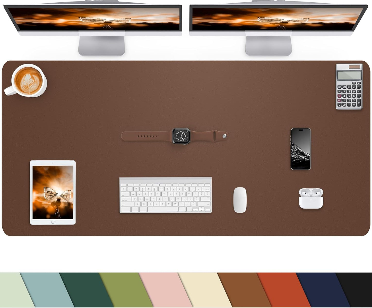 Leather Desk Pad Protector, Office Desk Mat, Large Mouse Pad, Non-Slip PU Leather Desk Blotter, Laptop Desk Pad Desk Accessories for Office and Home (Black, 40" x 17")