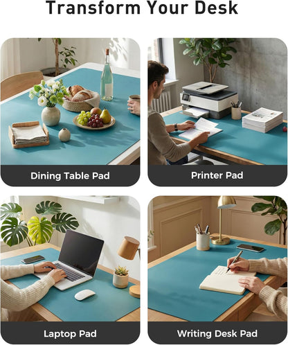 Aothia Leather Office Desk Pad Protector, Non-Slip PU Leather Desk Blotter, Waterproof Laptop Writing Mouse Pad for Office and Home, Black, 31.5" x 15.7" - Colors B