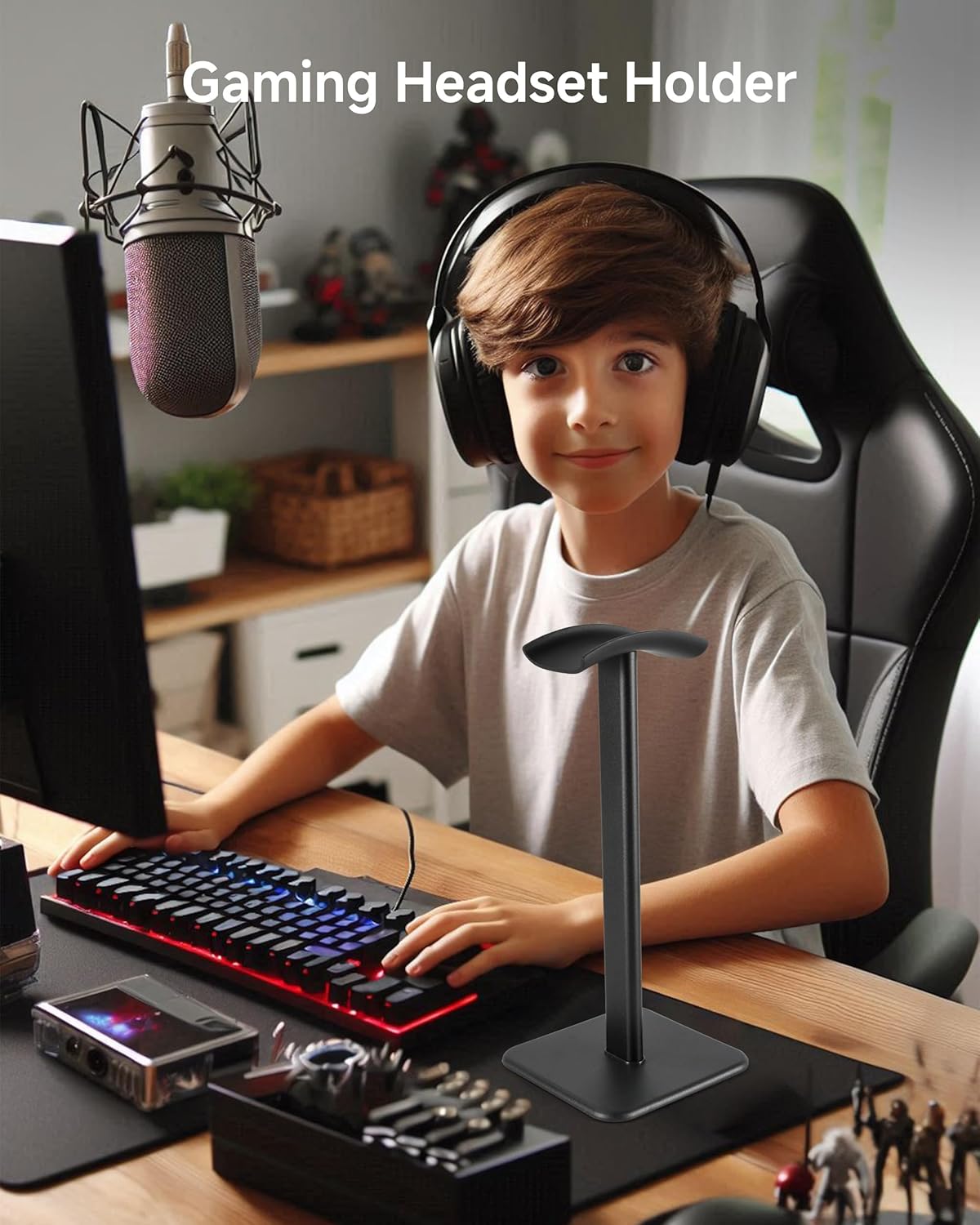 Sleek Modern Headphone Stand for Desk - Easy Assembly & Disassembly - Exquisite Craftsmanship Headset Holder for All Type PC Wireless Gaming Headset (White)