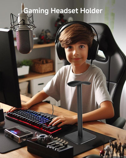 Sleek Modern Headphone Stand for Desk - Easy Assembly & Disassembly - Exquisite Craftsmanship Headset Holder for All Type PC Wireless Gaming Headset (White)