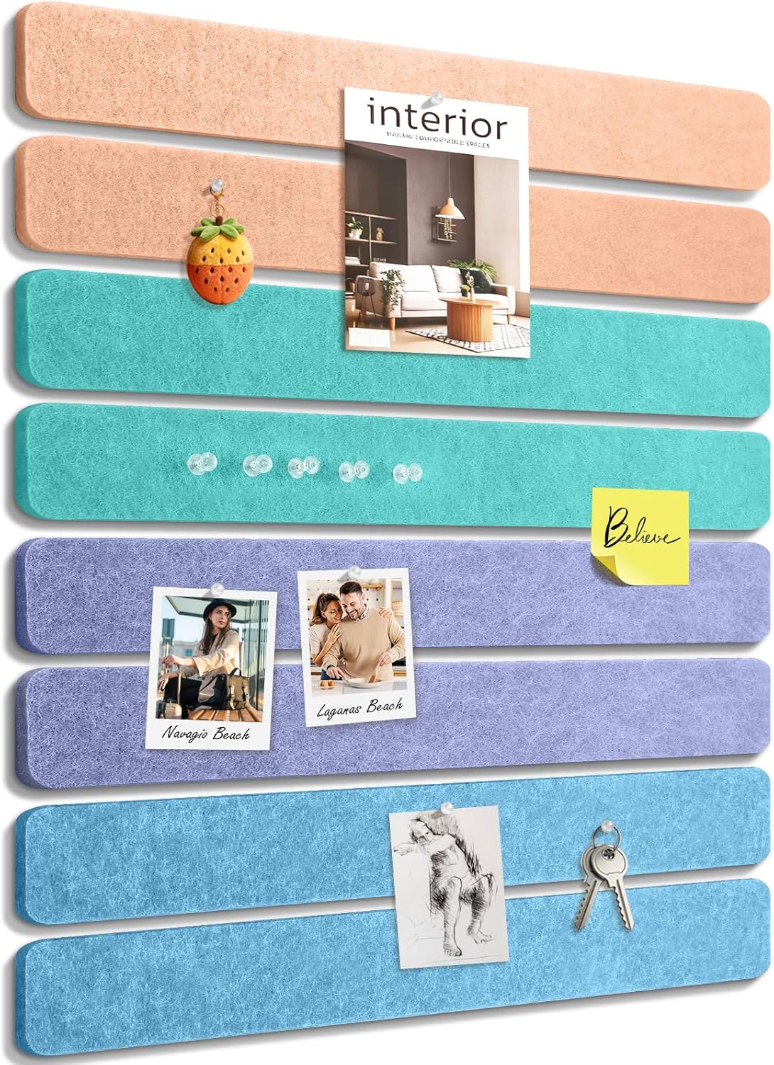 Small Cork Bulletin Board Tiles, Felt Wall Decor and Office Desk Accessories for Vision, Message Center, Picture and Prayer Board, Dorm, Room, Home Office Essentials and Organization(Linen Dusk)