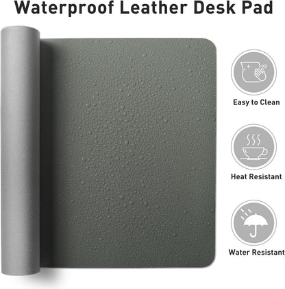 Aothia Non-Slip PU Leather Waterproof Laptop Desk Pad Protector, Blotter Mat, Writing and Mouse Pad for Office & Home, Beige, 23.6" x 13.7" - Colors A