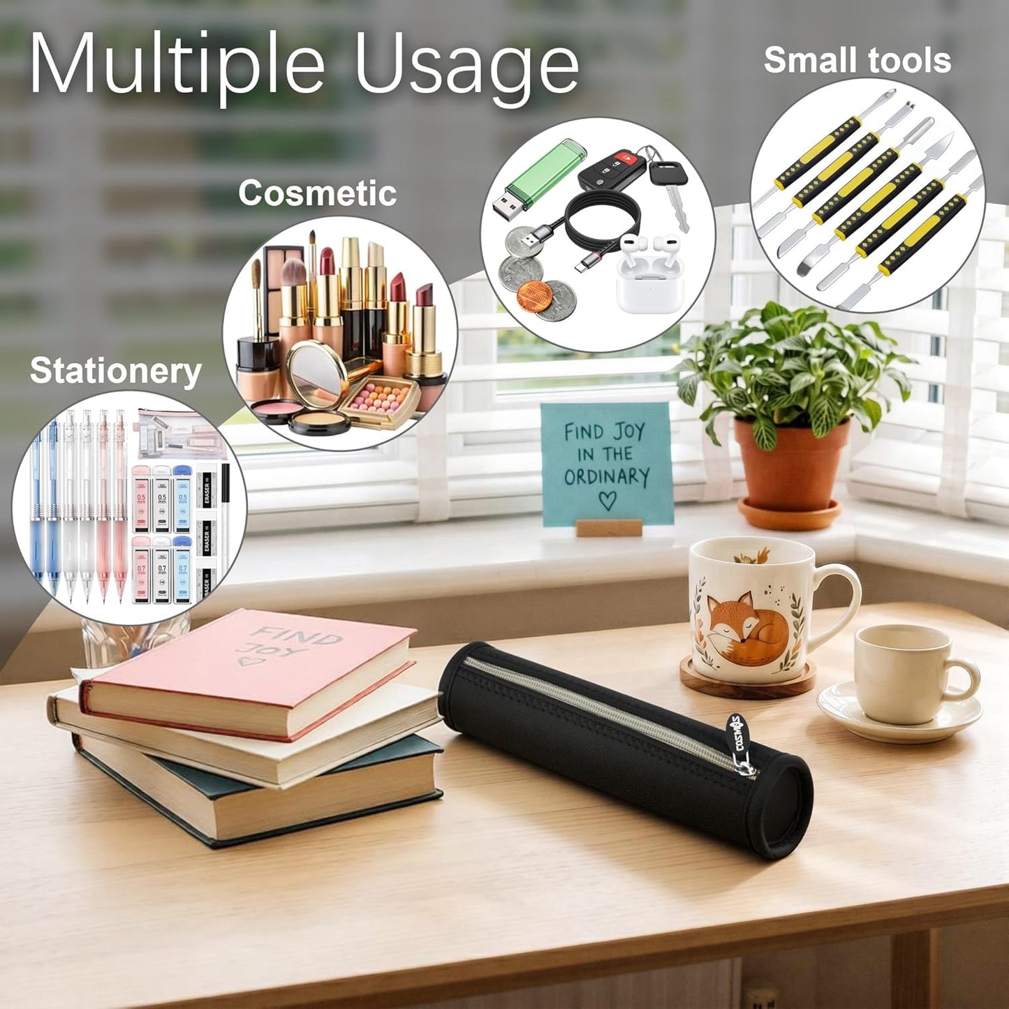 Cosmos Black Color EVA Hard Shell Stylus Pen Pencil Case Holder Compatible with Apple Pencil, Wacom Stylus Executive Fountain Pen, Ballpoint Pen, Stylus Touch Pen