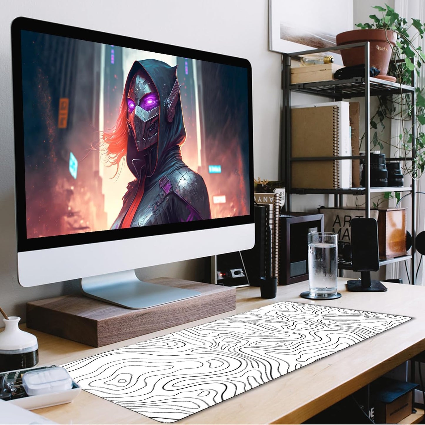 31.5" x 15.7" Waterproof Fabric Desk Pad, Rubber Anti-Slip Base, Stitched Edges No Curling, Fits Laptop Keyboard and Mouse, Smooth Office Mat Large Mouse Pad for Work Game, Black