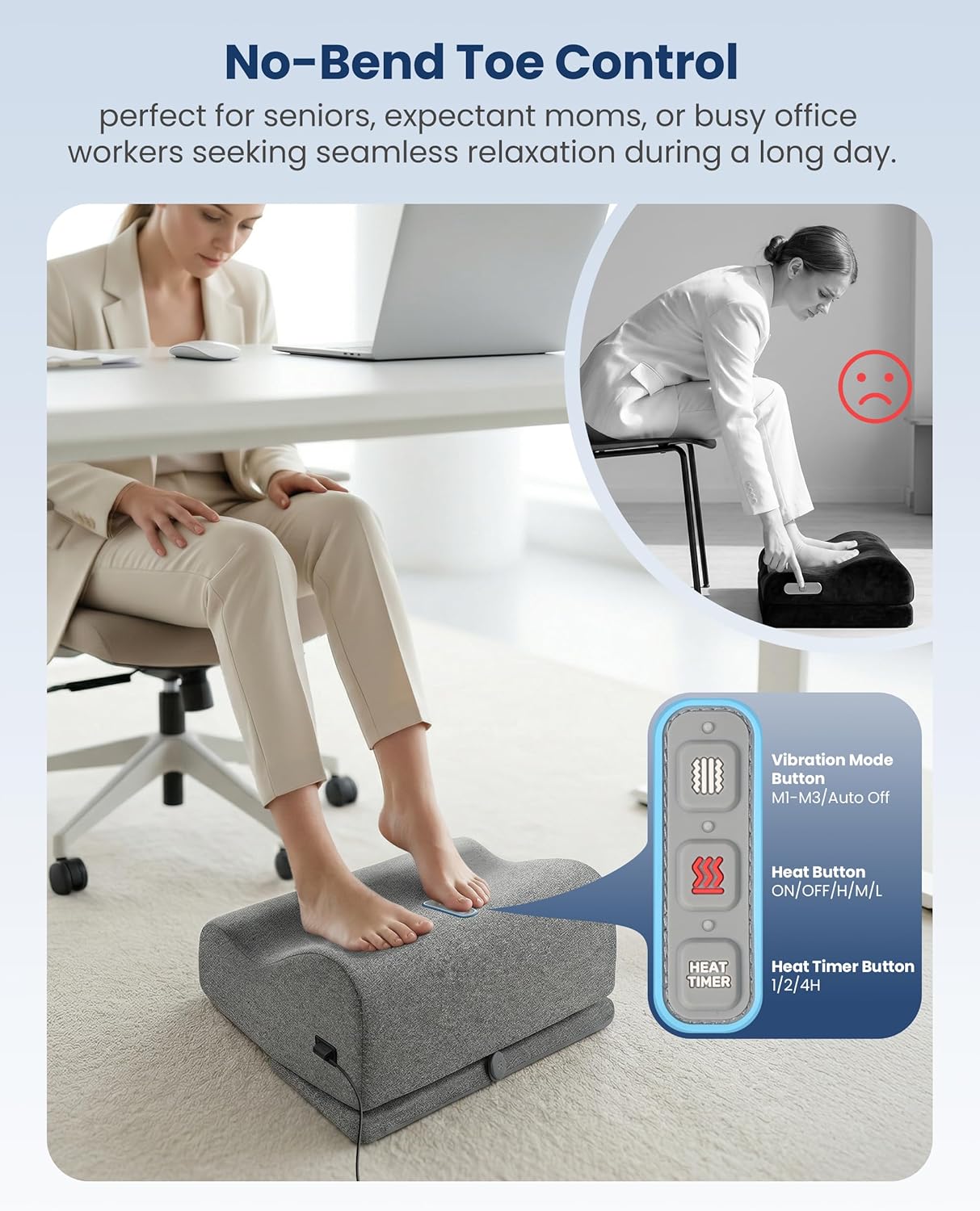 Comfier [2026] Under Desk Foot Rest at Work with Graphene Fast Heat Cloth,Ergonomic Heated Foot Stand, 2 Heights & 3 heat & 3 Vibration,Heel Support for Back,Leg Pain Relief,Office Home,Gift Men,Women