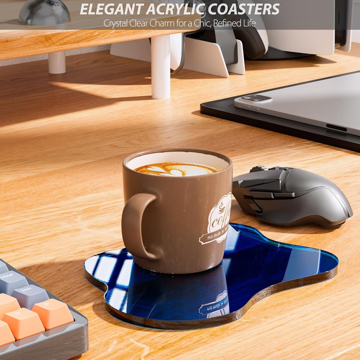 Acrylic Coaster Decorative Plates, Irregular Bar Drink Coaster, Clear Cloud Shape Coffee Cup Coaster, Perfect for Tabletop Protection and Accessories Display.(Gold)