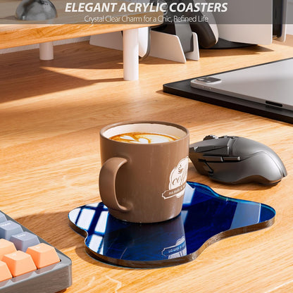 Acrylic Coaster Decorative Plates, Irregular Bar Drink Coaster, Clear Cloud Shape Coffee Cup Coaster, Perfect for Tabletop Protection and Accessories Display.(Gold)