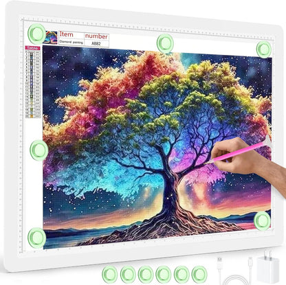 Phylosal Rechargeable A4 LED Light Pad with Built-in Stand, Magnetic Tracing Light Box for Drawing, Diamond Art Light Board with Side Button, Super Bright Light Table for Diamond Painting, Sketching