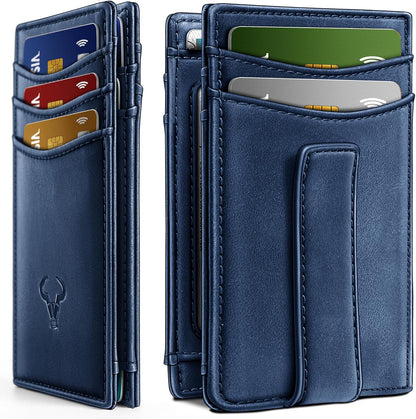 BULLIANT Men Airtag Wallet,Slim Wallet Money Clip Card Holder Magnetic Closure 12 Cards in Front Pocket RFID Blocking