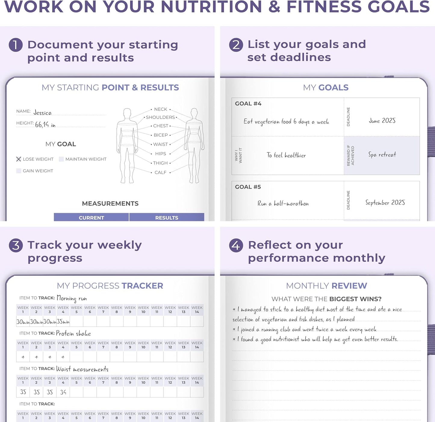 Clever Fox Fitness & Food Journal – Nutrition & Workout Planner for Women & Men – Diet & Gym Exercise Log Book with Calendars, Diet & Training Trackers - Undated, A5 Size, Hardcover (Forest Green)