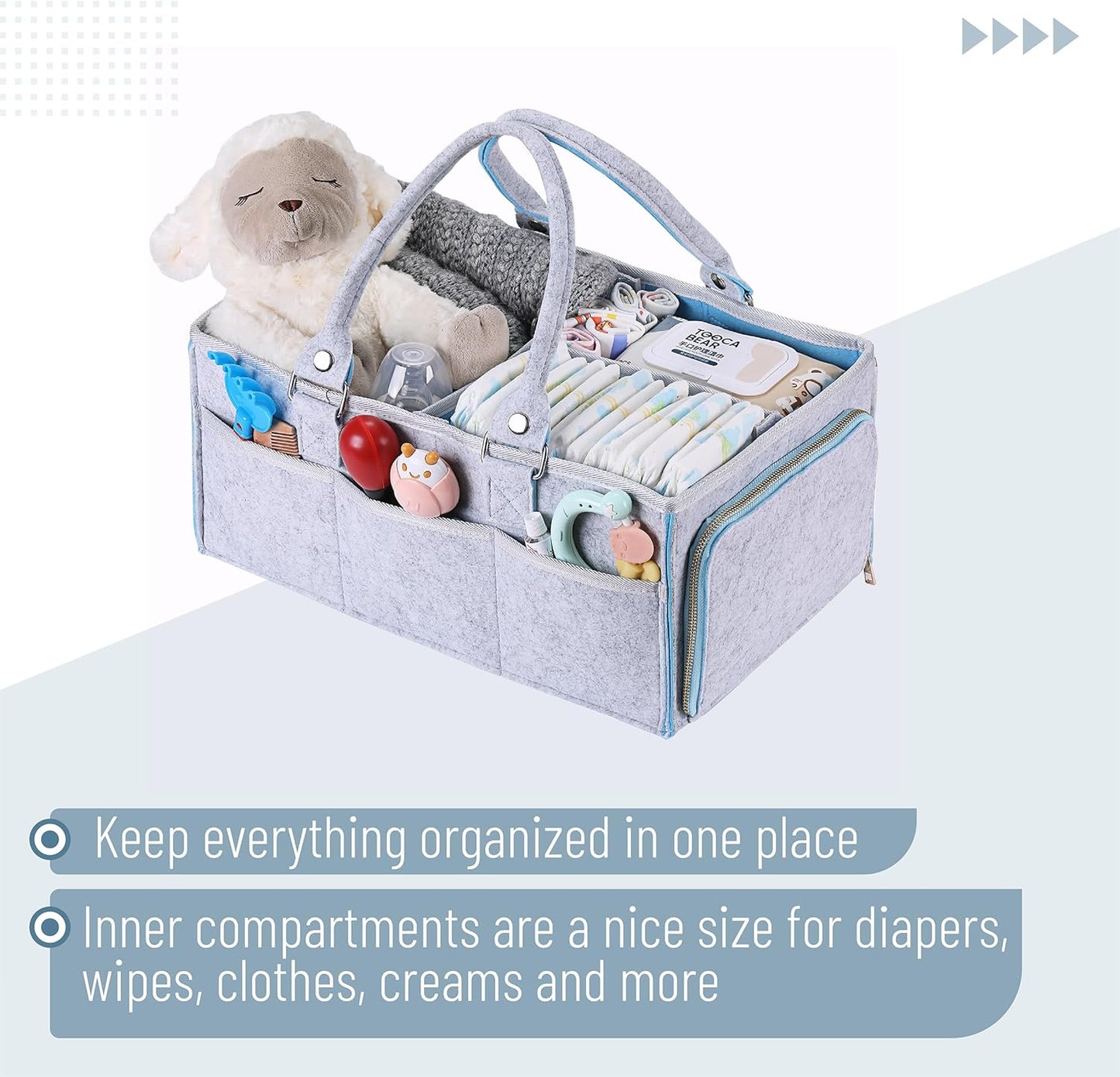 Mr. Pen- Baby Diaper Caddy Organizer, Gray, Medium, Nursery Storage Bin and Car Organizer for Diapers and Baby Wipes