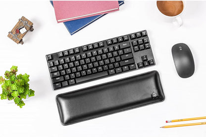 Bailey Compact by Castle - Wrist Rest for Keyboards with Around 61 Keys - Leather Ergonomic Computer Extra Firm Keyboard Wrist Support for Typists, Gaming, Heavy Office Use (Stone, Compact Size)