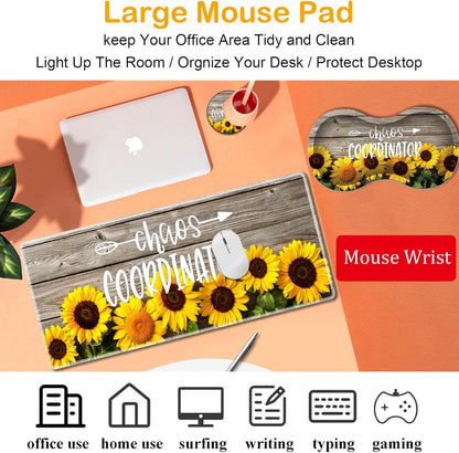 Mouse Wrist Rest and Keyboard Wrist Rest Pad Set, Non-Slip Rubber Base Smooth Surface Ergonomic Gaming Mouse Pad for Easy Typing and Pain Relief, Antique Blue Wood Grain Dog Paw + Coaster