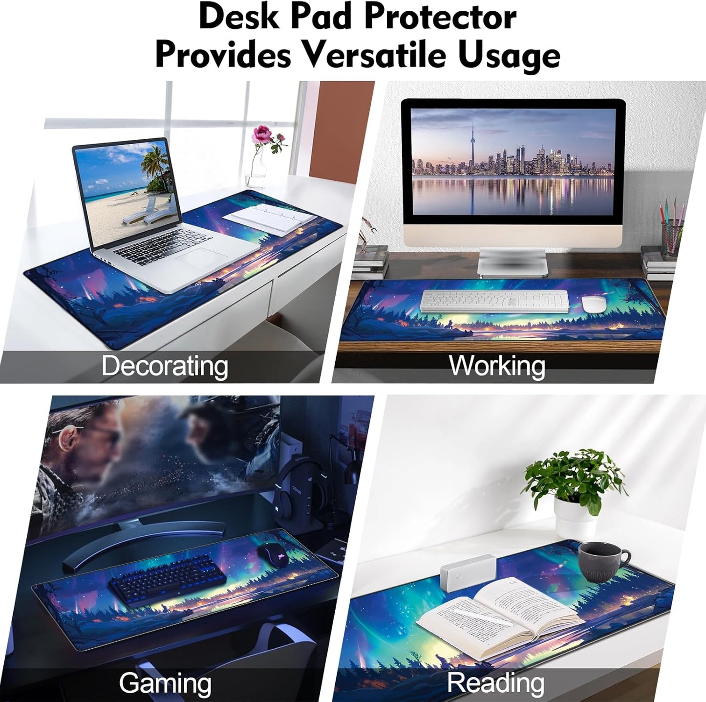Galdas Mouse Pad For Gaming,Forest Background Pattern XXL XL Large Mouse Mat Long Extended MousePad Desk Mat Non-Slip Rubber Mice Pads Stitched Edges Thin (31.5 x 11.8 x 0.12 Inches) Tree