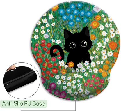 LIMKRIAN Cat Ergonomic Mouse Pad with Wrist Rest, Gaming Mouse Pad with Wrist Support, Funny Mouse Pads for Desk, Computer Mousepad with Non-Slip Pain Relief PU Base, Cute Office Desk Accessories