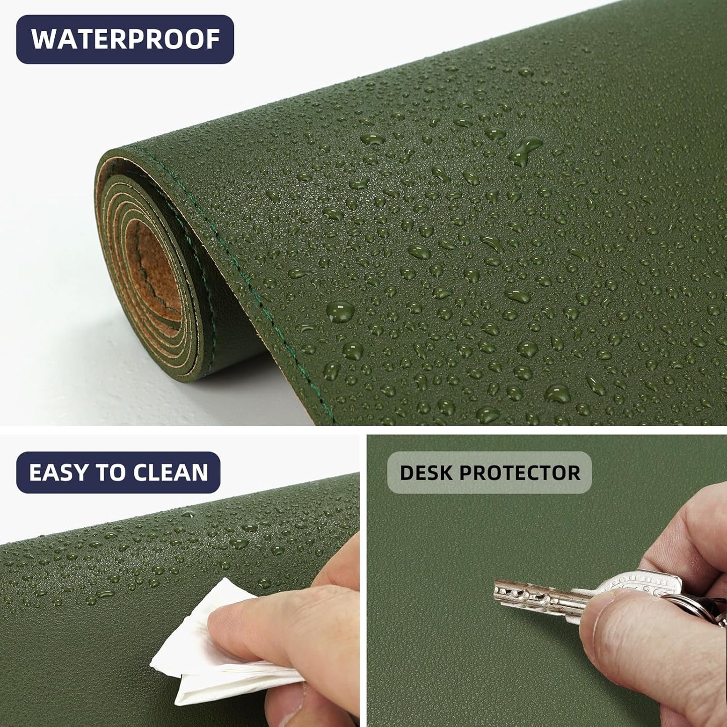 AFIING Large Desk Mat 47" x 17", Dual-Sided Natural Cork & PU Leather Desk Pad, Non-Slip Waterproof Mouse Pad for Office, Home & Gaming, Black