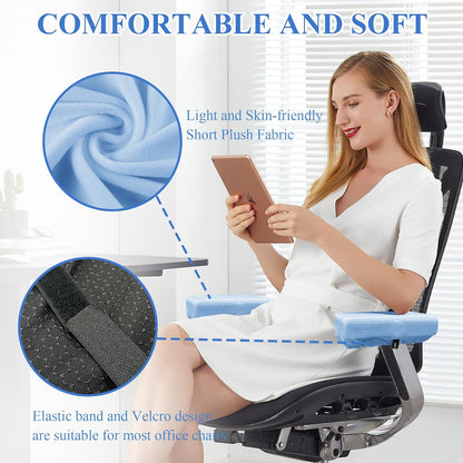 SPRING SEAON Office Chair Arm Covers Soft Memory Foam Arm Rest Pads Short Plush Gaming Chair Armrest Cushion Provide Cushioning for Elbows and Forearms 2 Pack Chair Covers for Arms (Pink)