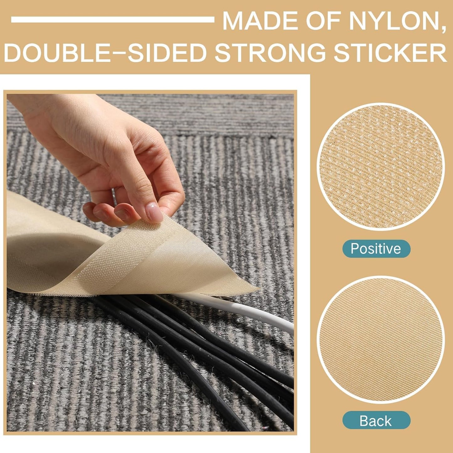 WILLBOND Carpet Cord Cover Cable Protector Floor Cover Cable Protector Management Only for Commercial Office Carpet(19.69 ft,Black)