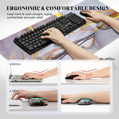 Gimars Upgrade Enlarge Silky and Superfine Fabric Gel Memory Foam Keyboard Wrist Rest Set, Ergonomic Keyboard Mouse Wrist Support for Typing Pain Relief, Comfort for Office, Gaming, Computer, Black