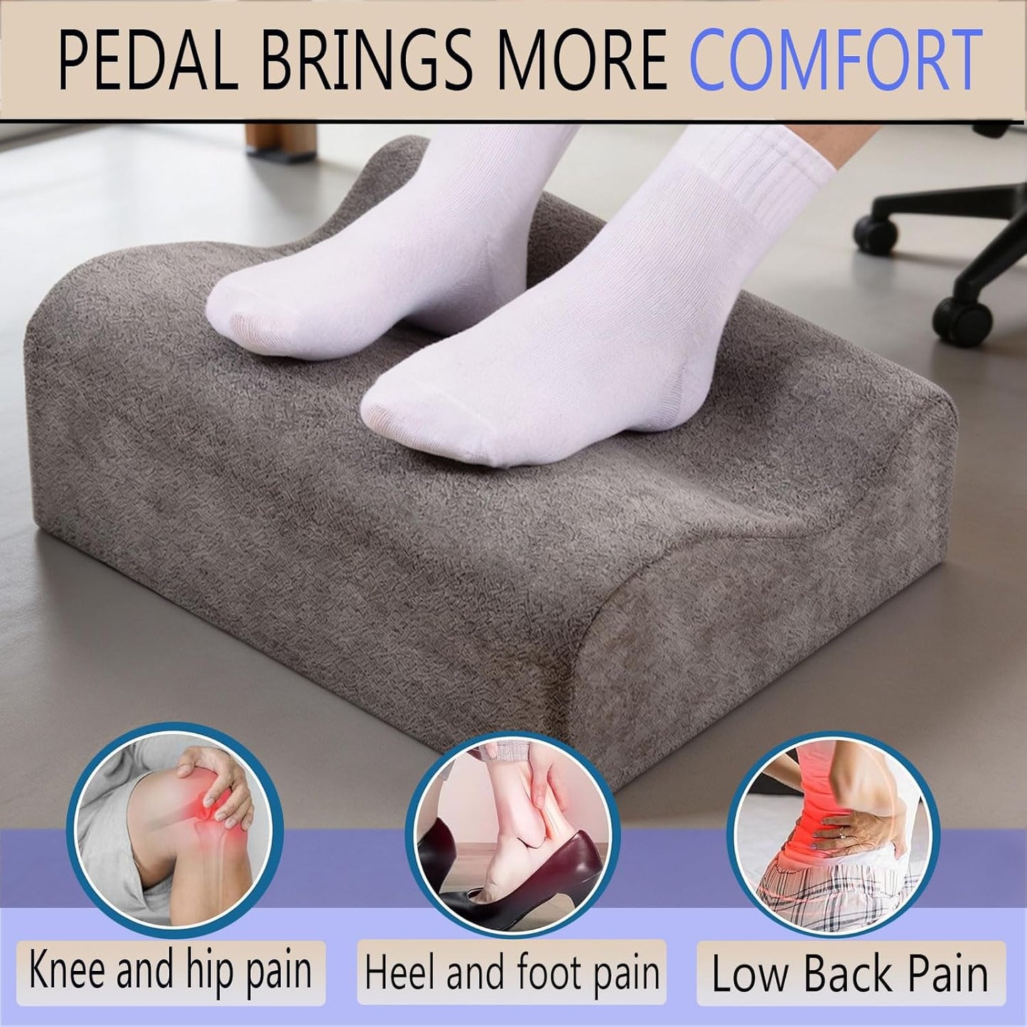 Foot Rest for Under Desk at Work,At Work Soft Ergonomic Footrest,Support Foot Pillow,Heel Chair,Leg Elevation Pillow,(Blue)