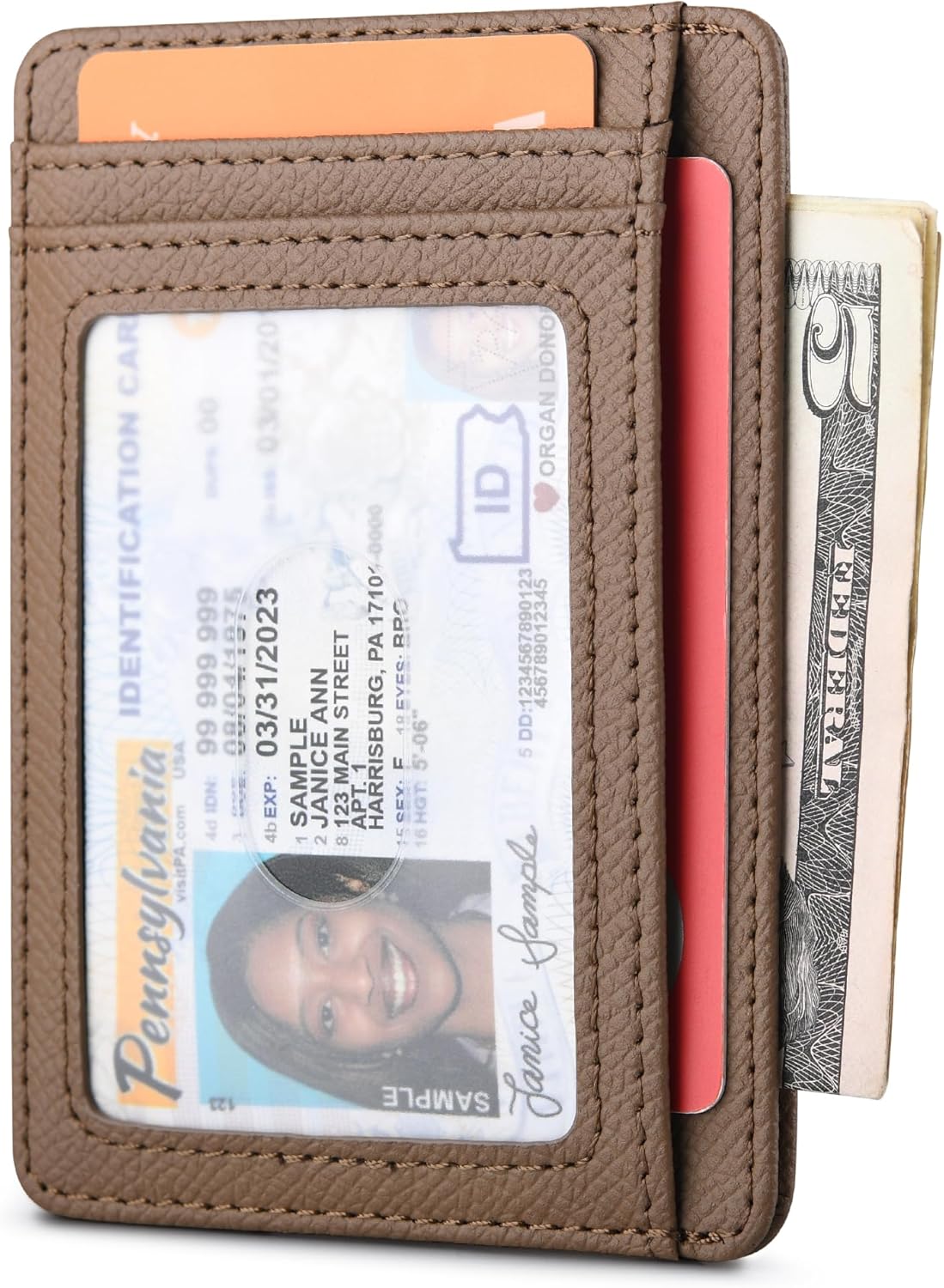 Buffway Slim Minimalist Front Pocket RFID Blocking Leather Wallets for Men and Women - Carbon Fiber Black - Colors A