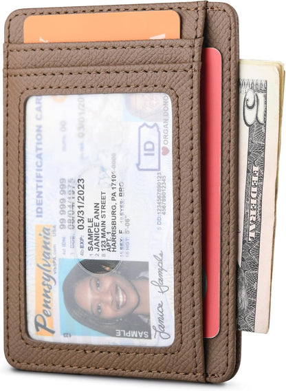 Buffway Slim Minimalist Front Pocket RFID Blocking Leather Wallets for Men and Women - Carbon Fiber Black - Colors A