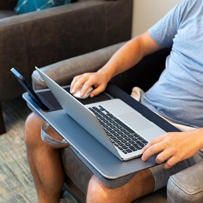 LAPGEAR Home Office Lap Desk with Device Ledge, Mouse Pad, and Phone Holder - Black Carbon - Fits up to 15.6 Inch Laptops - Style No. 91588