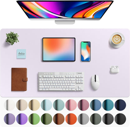 Aothia Non-Slip Waterproof PU Leather Desk Pad Protector for Mouse, Writing Desk, Office, Home, Laptop Blotter, 23.6" x 13.7", Black - Colors A