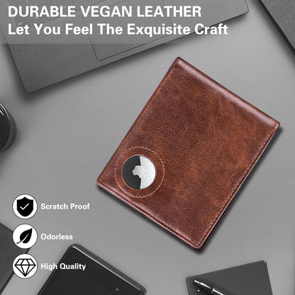 GIPUSSON Slim Leather Wallet for Men Airtag Hidden, Large Bifold Mens Wallet RFID Blocking with ID Windows, Credit Card Holder for Men Wallet