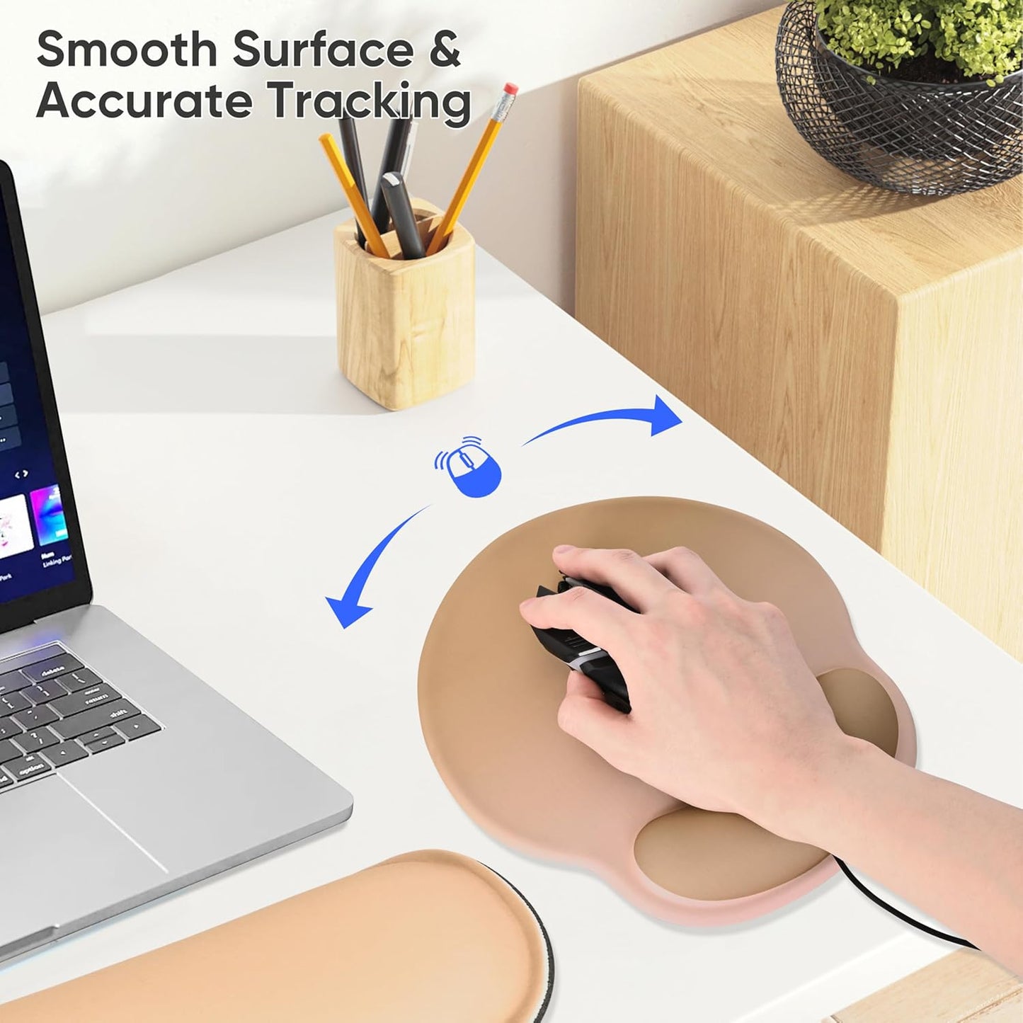 RICHEN Keyboard Wrist Rest and Mouse Pad with Wrist Support, Memory Foam Set for Gaming and Office, Comfortable & Lightweight for Easy Typing & Pain Relief (White Butterflies)