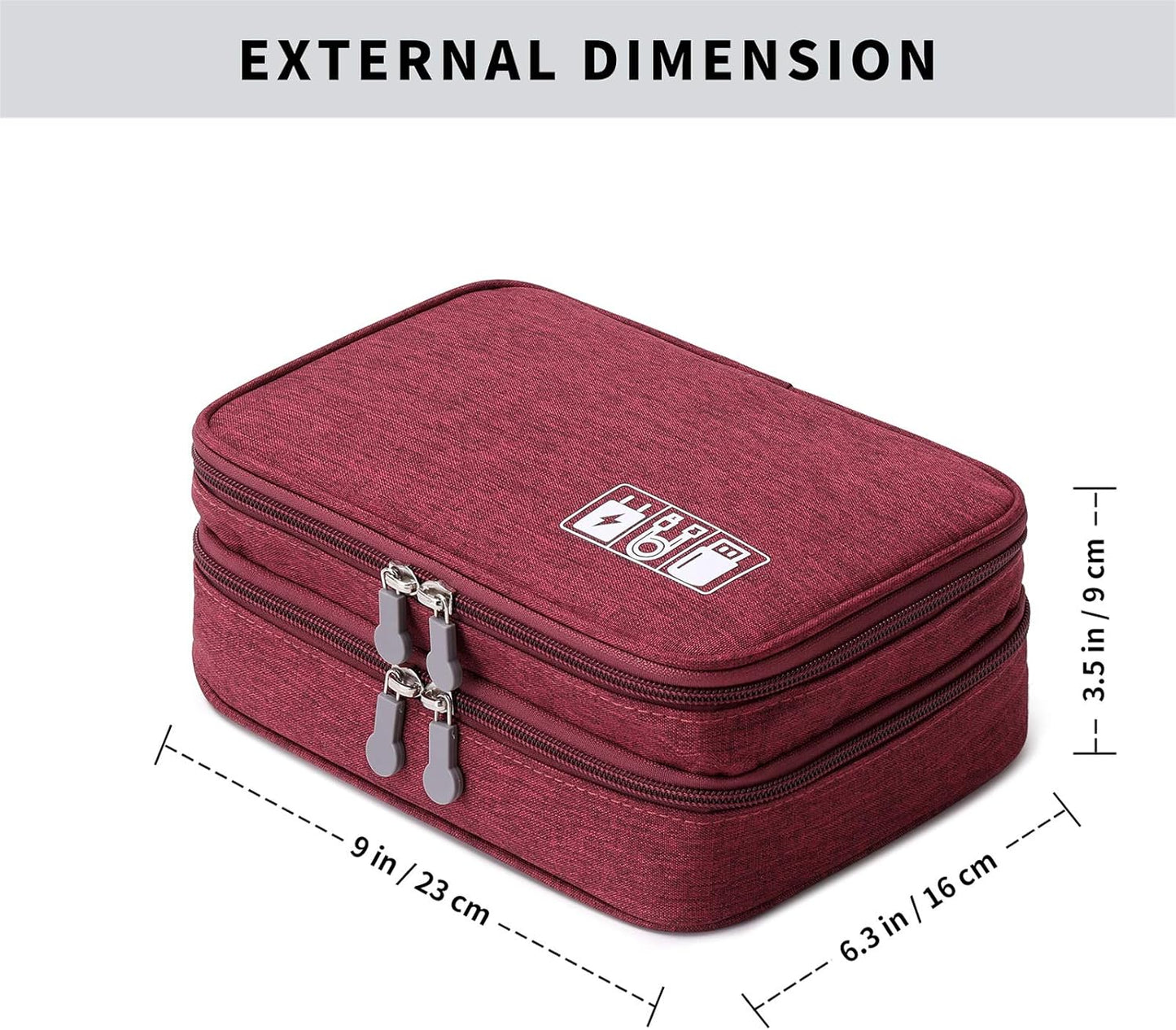 Lanola Travel Cable Organizer Bag, Electronic Accessories Case Portable Double Layer Cable Storage Bag for Cord,phone,Charger, Flash Drive, Phone, SD Card,Personal Items - (Purple)