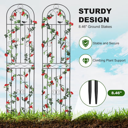 2 Pack 70.8" H x 19.7" W Metal Garden Trellis with Black Coating, Wire Lattice Grid Panel for Climbing Plants Outdoor Roses Vine Cucumbers Vegetables Flower Support (70.8" H, 2 Pack)