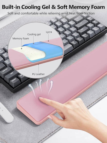 TopMade Keyboard Wrist Rest, Cooling Gel & Upgrade Soft Memory Foam Design Wrist Support for Keyboard, Full-Size Keyboard Hand Rest Pad, Ergonomic Palm Rest for for Long Hours of Work, Gaming, Black