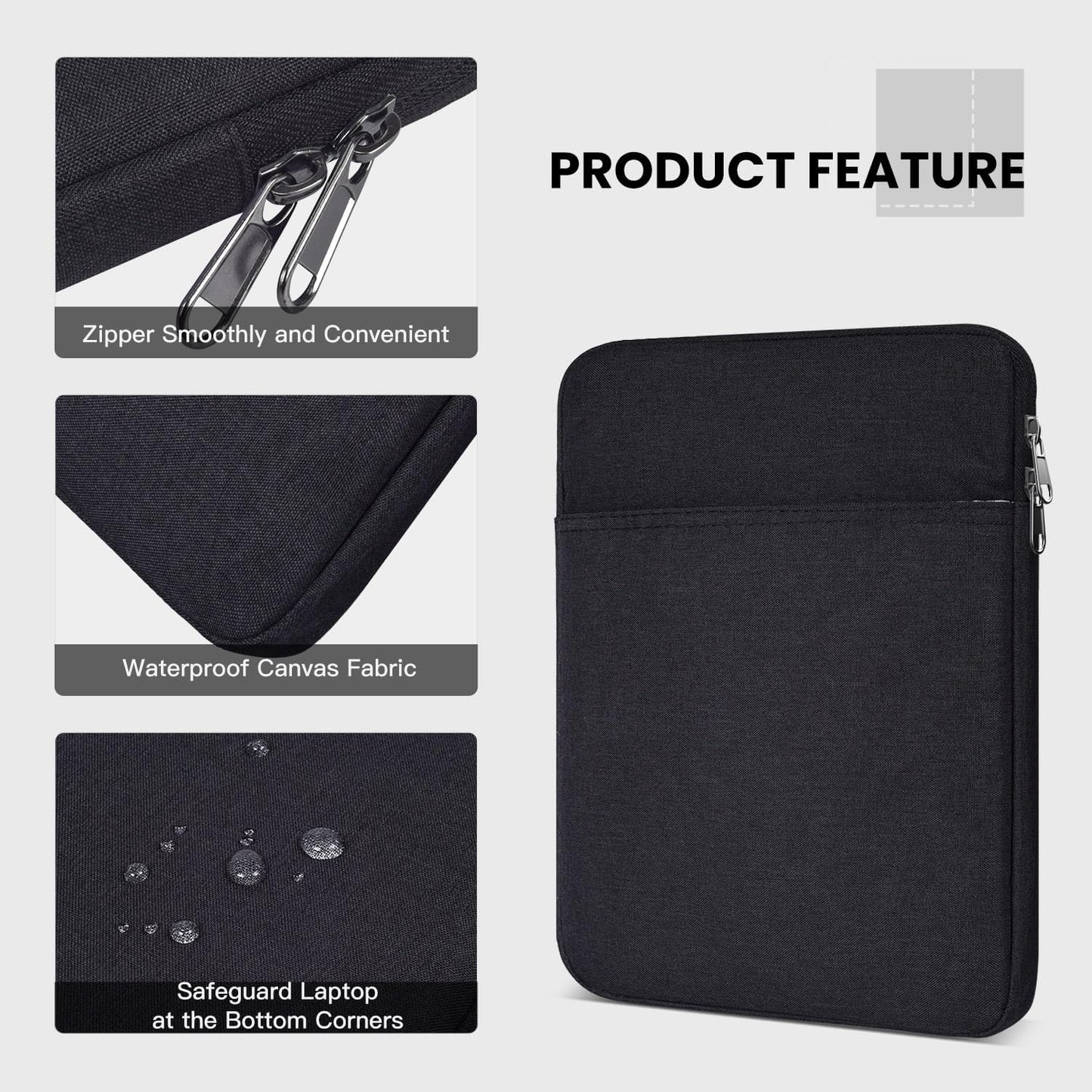 Tablet Sleeve for 2026 iPad A16, 11 inch iPad Air M4 M3 M2, Pro M5, Amazon Fire Max 11 Tablet/Kindle Fire HD 10/10 Plus, Galaxy Tab A9+ Plus Bag, Black