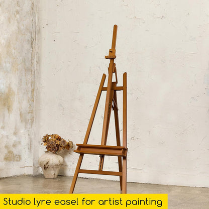 MEEDEN Large Painters Easel Adjustable Solid Beech Wood Artist Easel, Studio Easel for Adults with Brush Holder, Holds Canvas up to 48" - Walnut