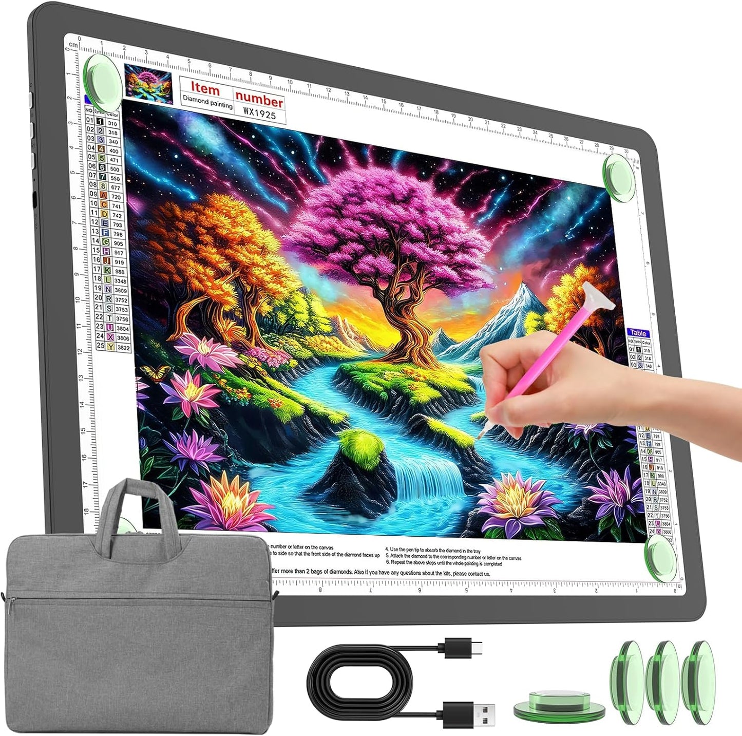 TOHETO Rechargeable A2 Light Pad for Diamond Painting 25.2''x18.4'', Magnetic Diamond Art Light Board, Wireless Lightbox for Tracing and Drawing, Cordless LED Light Table for Sketching, Weeding Vinyl